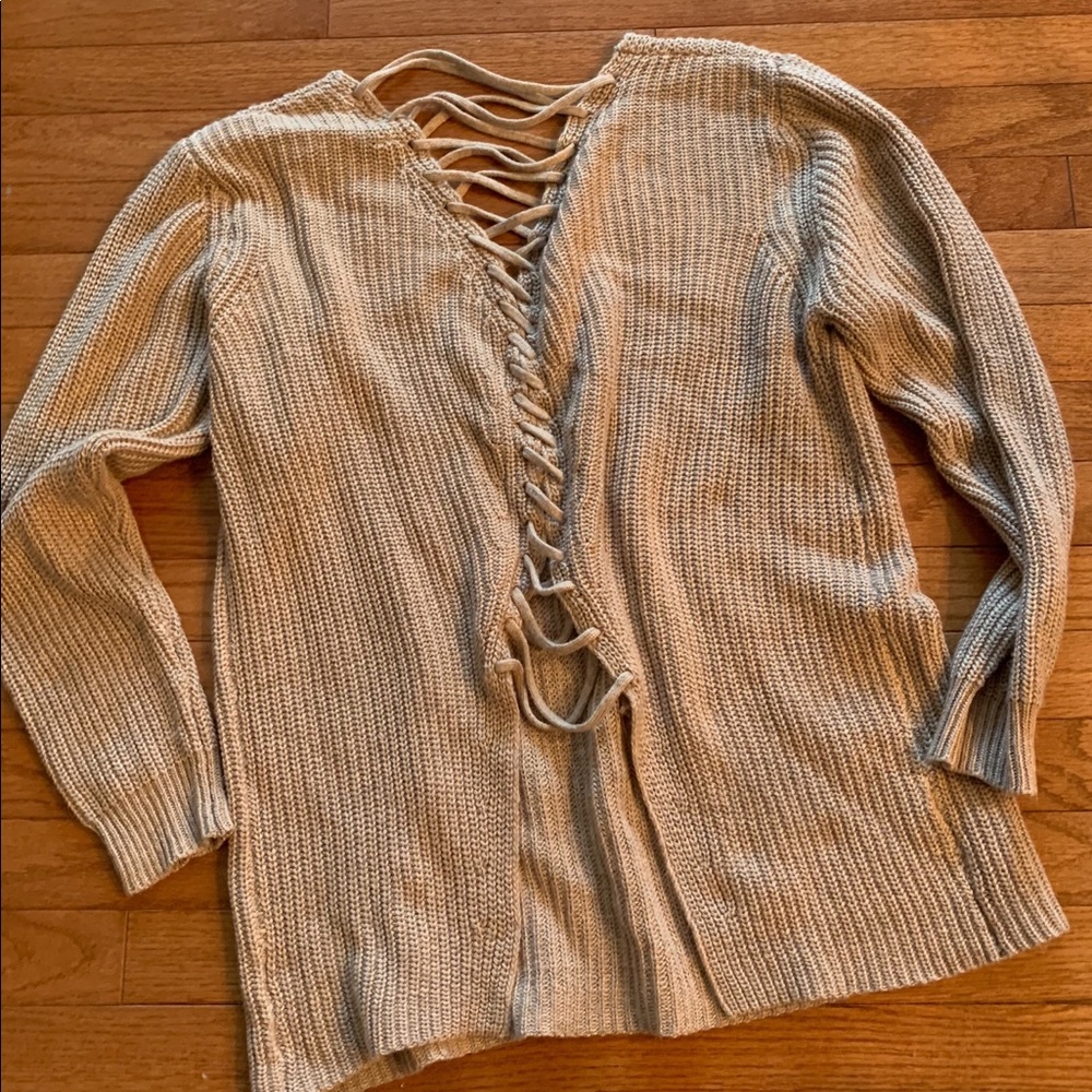 Lace Up Back Cozy Sweater